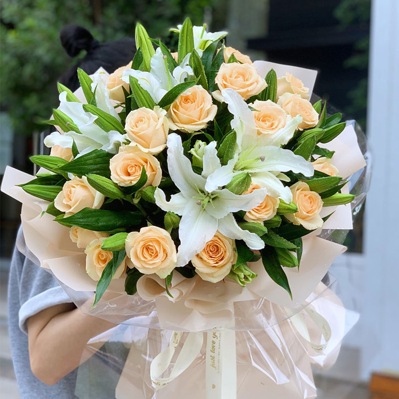 爱花居射手座鲜花速递百合香槟玫瑰混搭同城配送 天秤爱恋|ss86