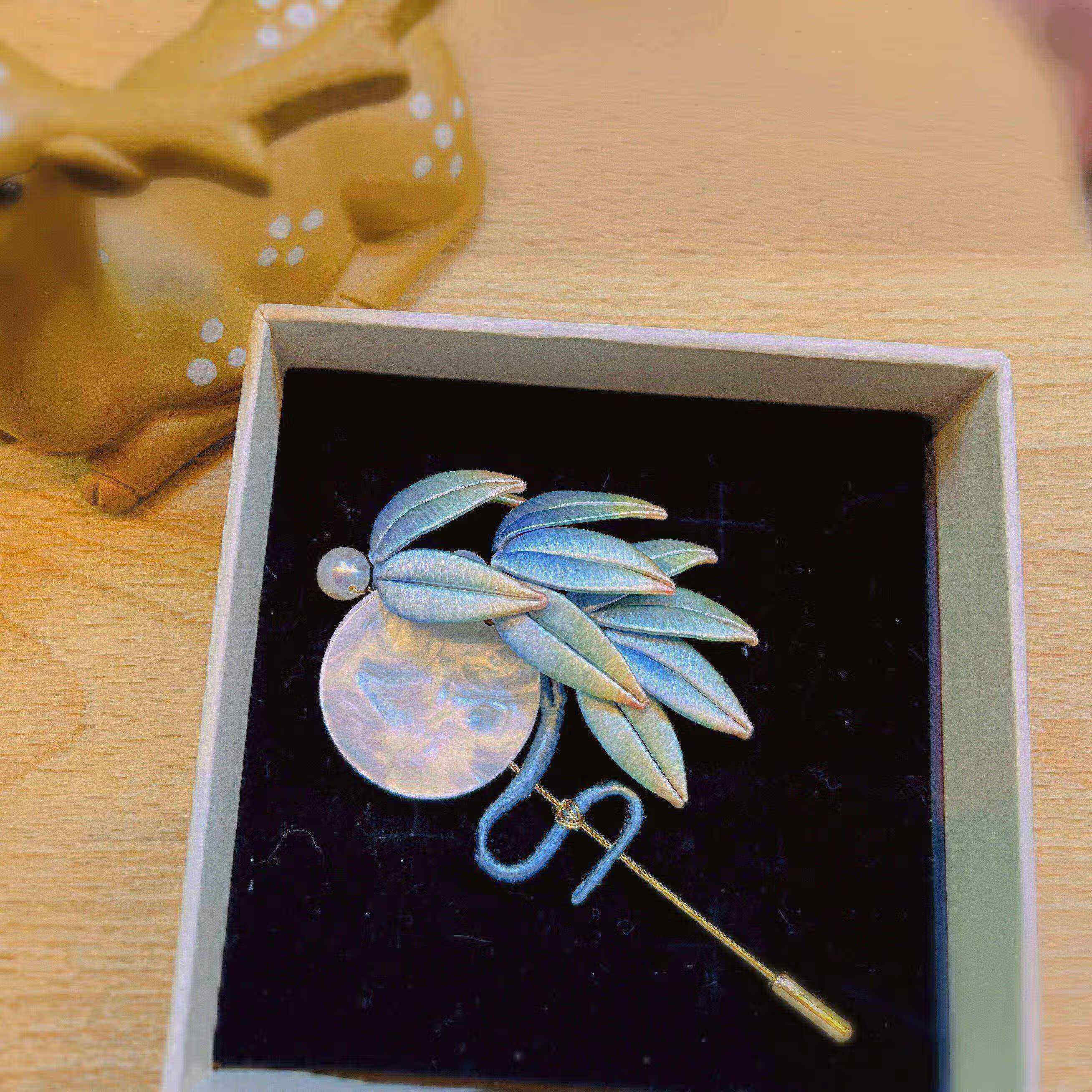 缠花胸针胸针孤品集合棠花国风非遗缠花胸针冬天大衣旗袍汉服 竹叶