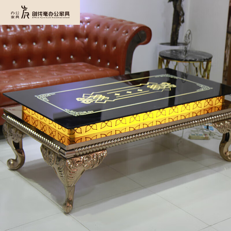小米石ktv茶几发光酒吧歌厅钢化玻璃茶几23年新款酒吧大理石欧式ktv
