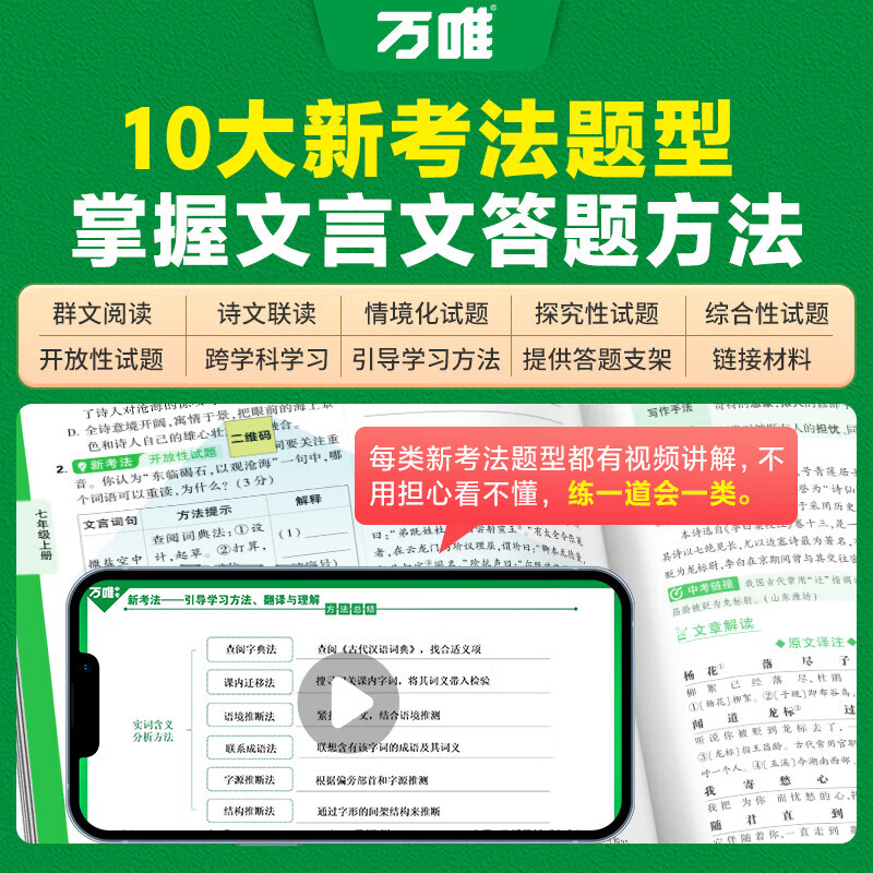 2025万唯中考初中文言文完全解读一本通语文专项训练教材初一初二初三八九七年级必背古诗词文言文全解全练阅读理解万维官方旗舰