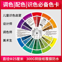 多功能色轮卡调色配色卡色轮表中文版颜色搭配比例色盘卡儿童识色 色
