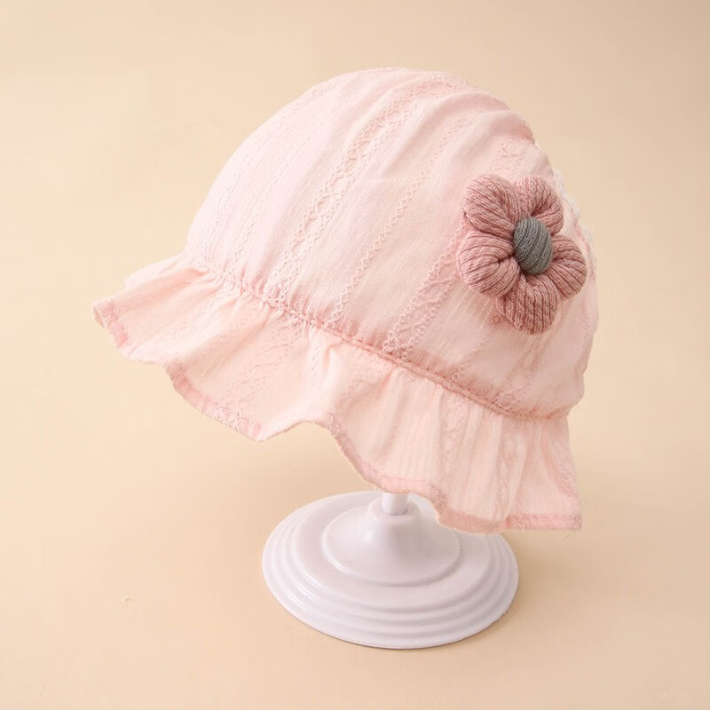 有彩婴儿纯棉护囟门帽夏季薄款空顶帽男女宝宝遮阳帽新生儿胎帽护头囱 粉色小花(空顶帽) 0-18个月