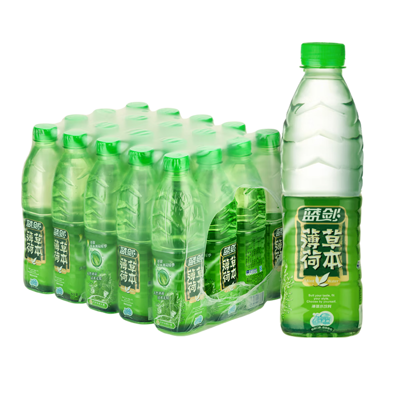 蓝剑薄荷水无汽0脂0卡天然草本饮料555mlx20瓶/箱饮料 555ml*20瓶装