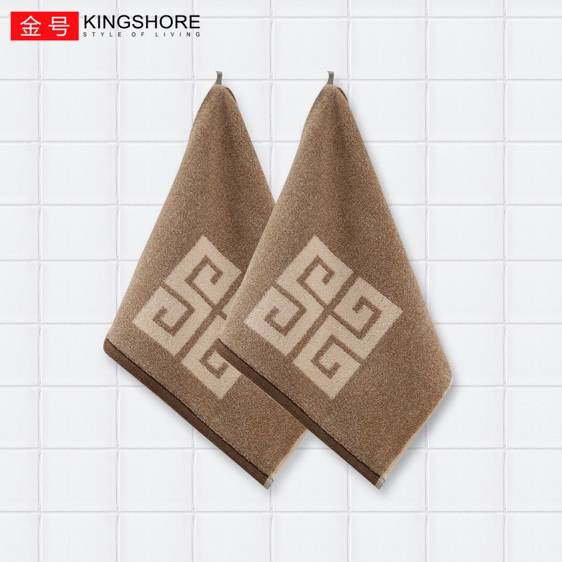 金号纯棉挂式擦手毛巾家用洗脸正方形小毛巾方巾欧式洗手帕加厚 棕色2