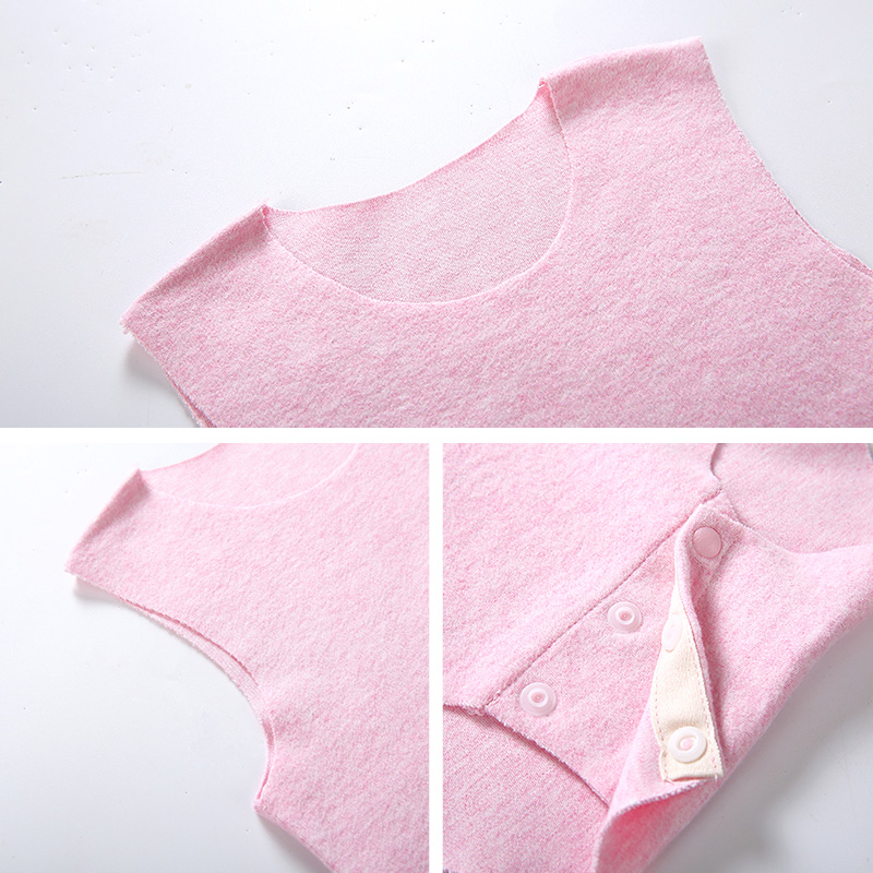 花花宝贝 婴儿德绒背心包屁衣宝宝无痕保暖内衣秋冬加厚三角哈衣护肚马甲 麻蓝+杏麻 73cm