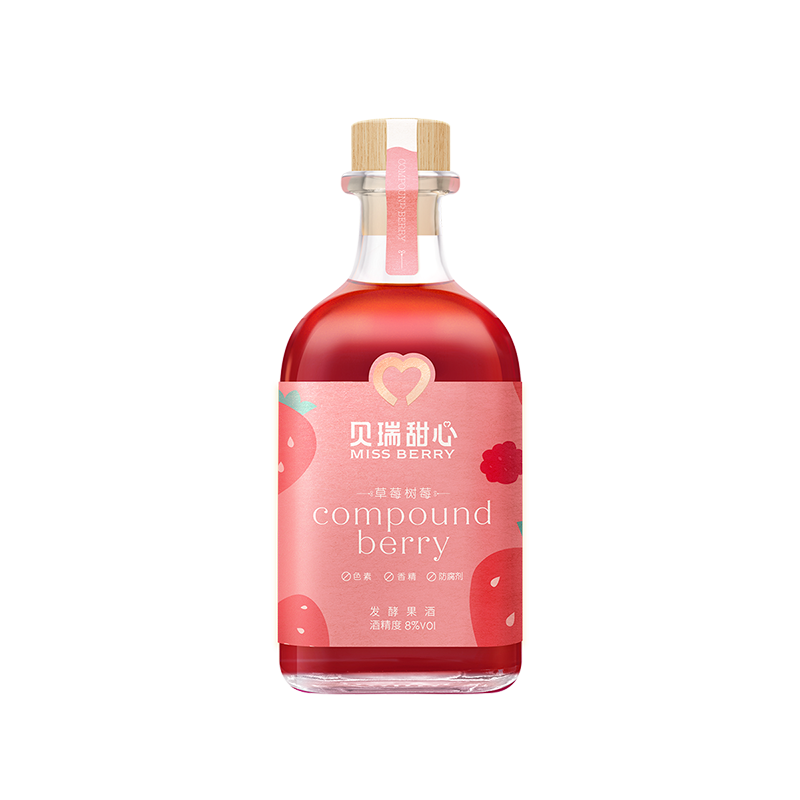 MISS BERRY 贝瑞甜心 草莓树莓果酒 300ml*1瓶