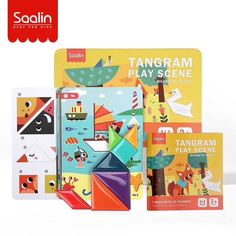 莎林SAALIN 磁力七巧板儿童早教玩具教具启智几何认知磁性拼图3-6岁 场景-启蒙款【建议2岁+】