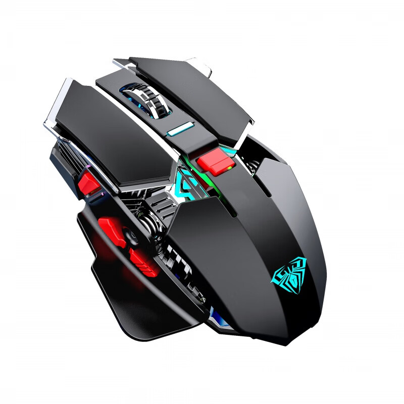 狼蛛(AULA)【正品直营】狼蛛SC300无线2.4G充电鼠标机械游戏电竞吃鸡电脑通用RGB 灰色有声版