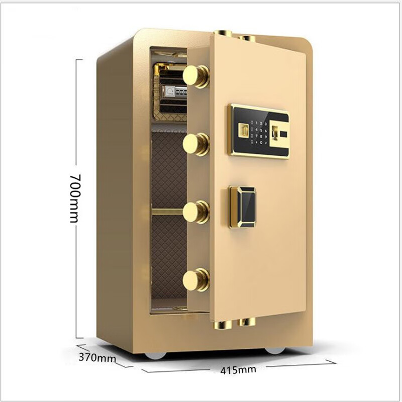 短云 貔貅系列保险箱小型全钢保险柜智能电子指纹机械双锁 咖啡土豪金
