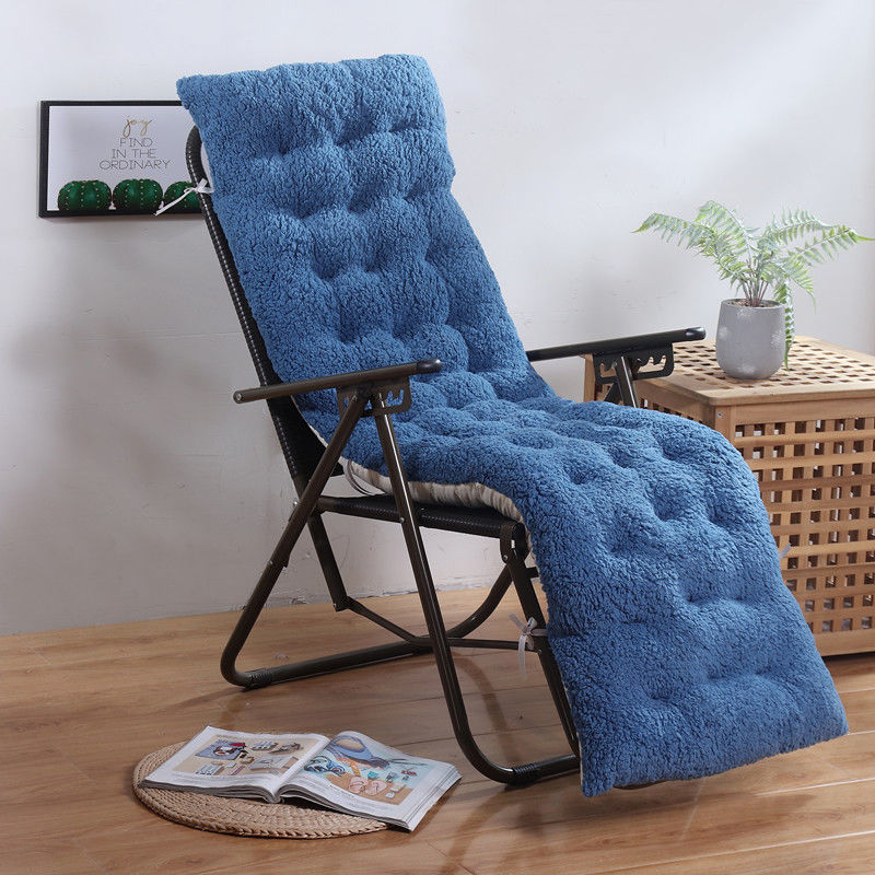 【只卖坐垫】秋冬躺椅垫子摇椅垫子加厚椅子坐垫沙发垫办公椅子垫 羊羔绒-蓝色 48*122cm