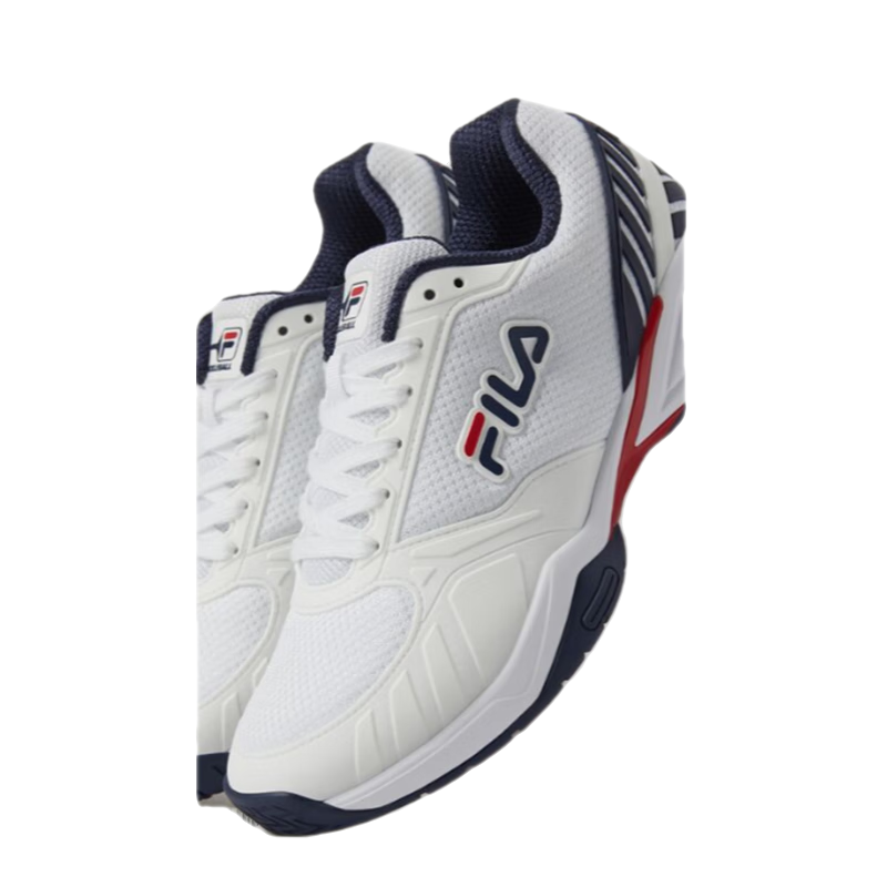 斐乐(FILA)男鞋运动鞋网球鞋春夏透气网面舒适休闲鞋小白鞋稳定缓冲耐用轻盈 白色125 WHITE / NAVY / RED 10.5-44