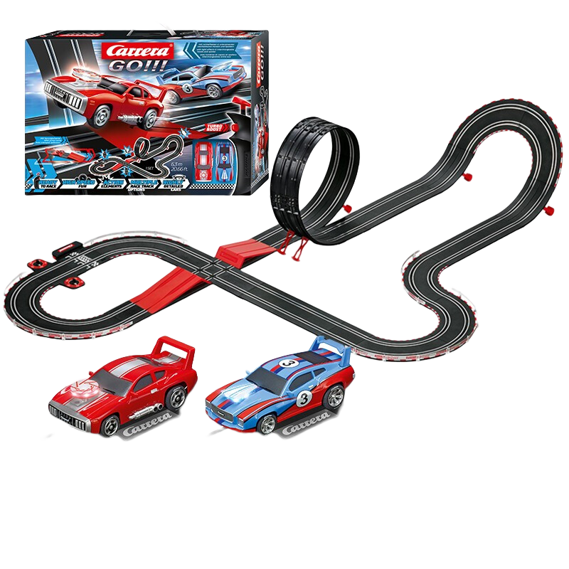 Carrera卡雷拉軌道賽車兒童禮物男孩6歲GO系列1:43雙人遙控電動(dòng)玩具套裝 美式肌肉車2498(6.3m)