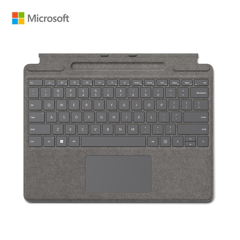 微软 Surface Pro 亮铂金特制版专业键盘盖 适用Pro 9/Pro 8 可搭配超薄触控笔2 Alcantara材质 磁性吸附接口