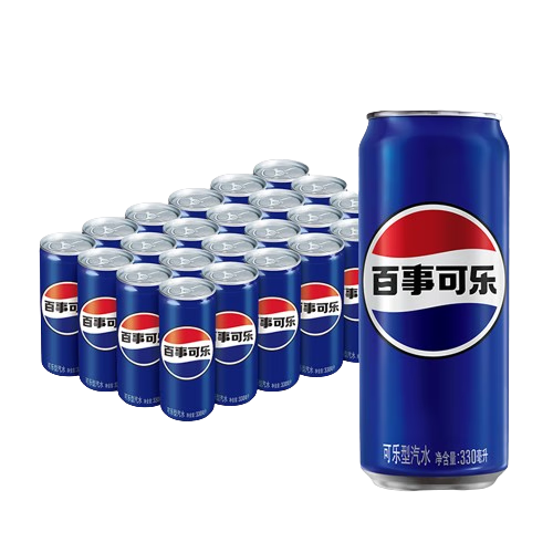 百事(pepsi)可乐330ml*24细长罐无糖树莓青柠碳酸饮料汽水整箱批发