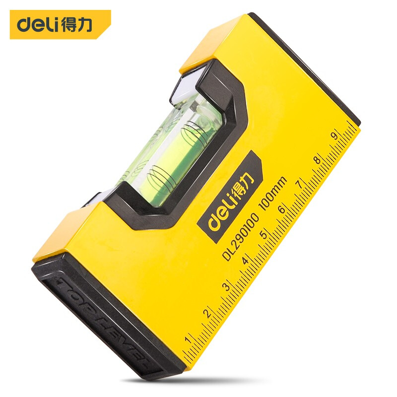 得力（deli）水平尺高精度平水尺靠尺迷小型铝合金实心防摔平衡仪工具强磁家用 DL290100迷你水平尺100mm