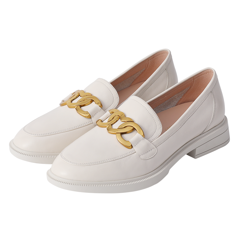 江博士小皮鞋2022英伦风学生厚底玛丽珍浅口jk春鞋女新款单鞋W1001702  米色 35