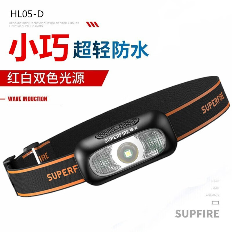 神火（supfire）HL05-D LED强光头灯夜钓远射USB充电户外骑行矿灯头戴手电筒 【4小时续航】