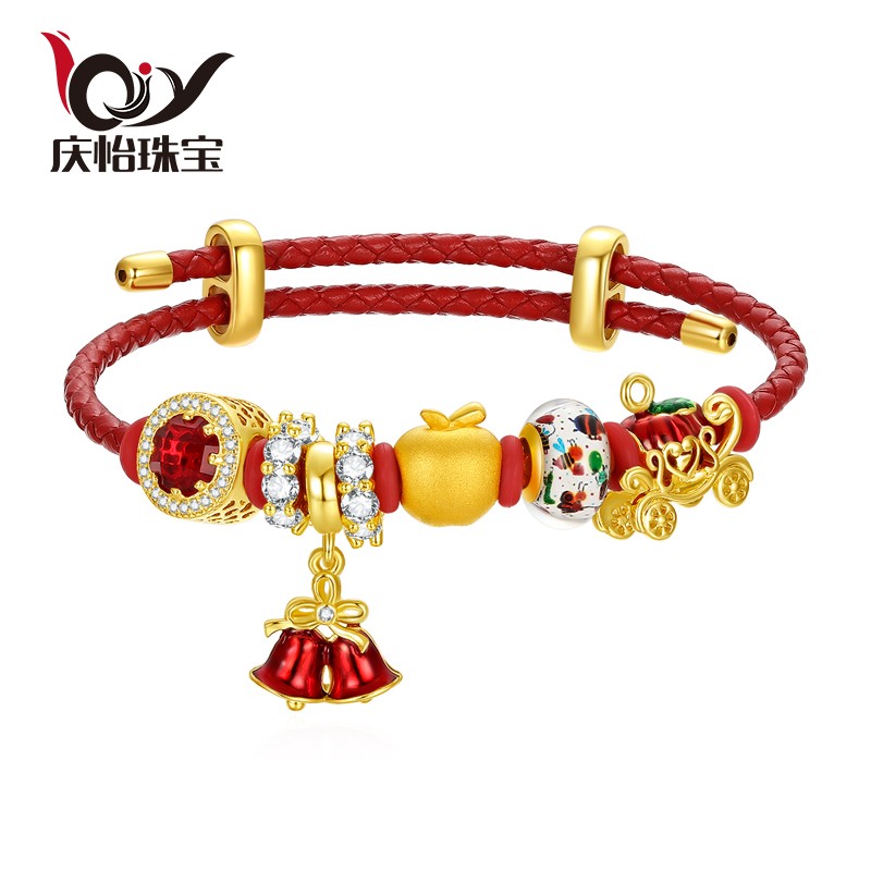 金苹果黄金手链女 圣诞礼物生日礼品送女友 999足金手串 金苹果 时尚