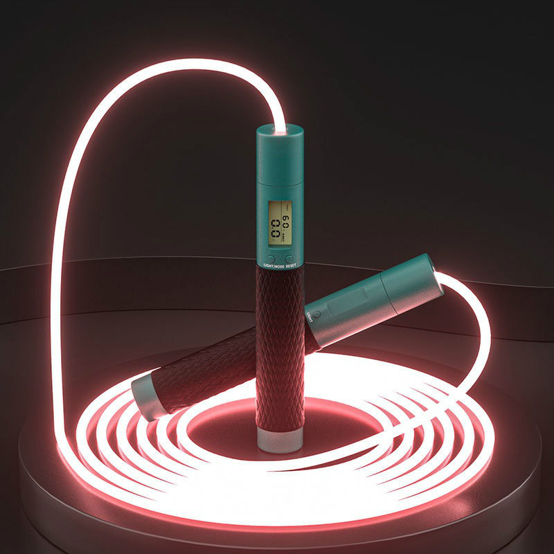 发光跳绳发光跳绳电子计数夜光荧光绳公园健身运动儿童学生 墨绿色