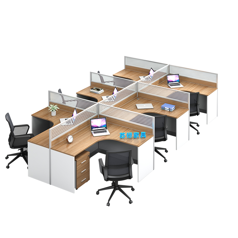 苏标职员办公桌屏风工位简约隔断电脑桌员工卡位干字型8人位