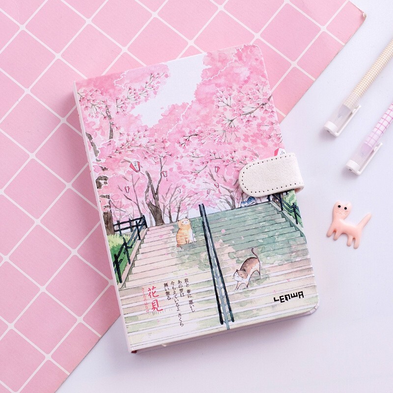 樱花彩页本手账本笔记本文具创意可爱粉色文艺精美日记本少女心手帐本