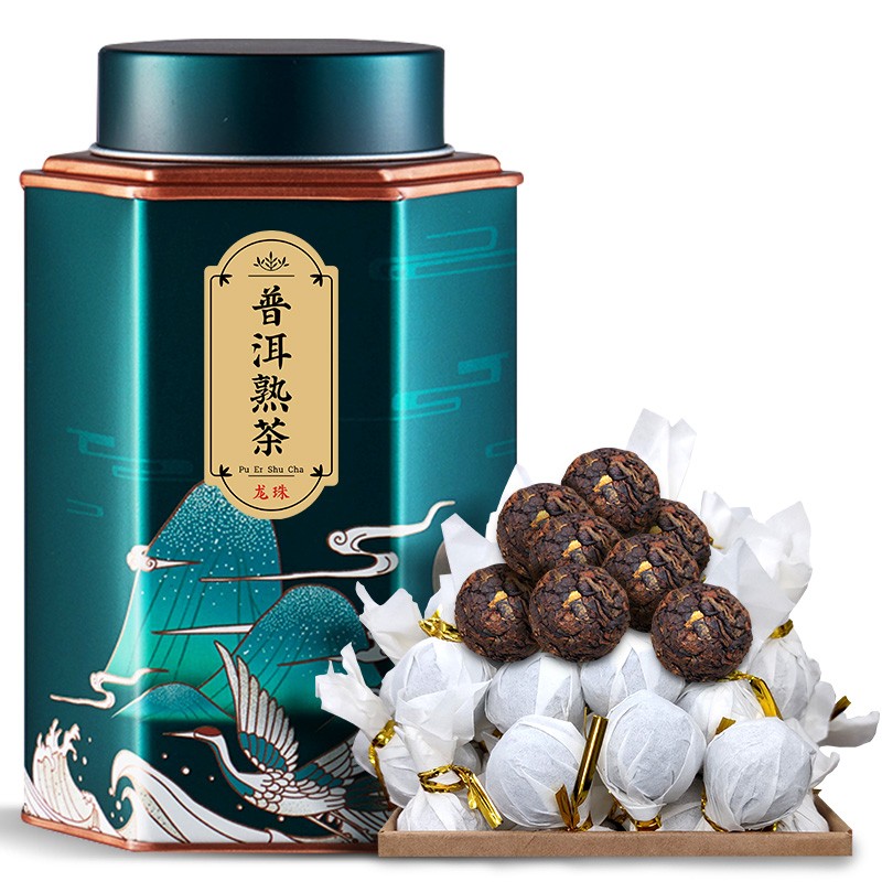 隆仁古茶普洱龙珠熟茶云南普洱茶叶熟茶龙珠500g 醇香龙珠500克1罐