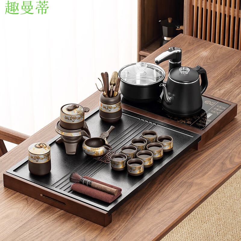 趣曼蒂小型茶台烧水壶一体全自动茶具套装家用全自动烧水壶一体茶盘