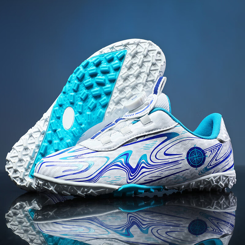 锐趣(ruiqu)旋转扣免系带儿童足球鞋男童女童魔术贴tf碎钉中小学生