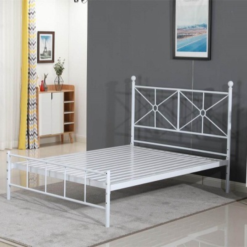8单人双人铁床架龙骨板床钢架床加密加厚 白色单床017款加密整板 床可