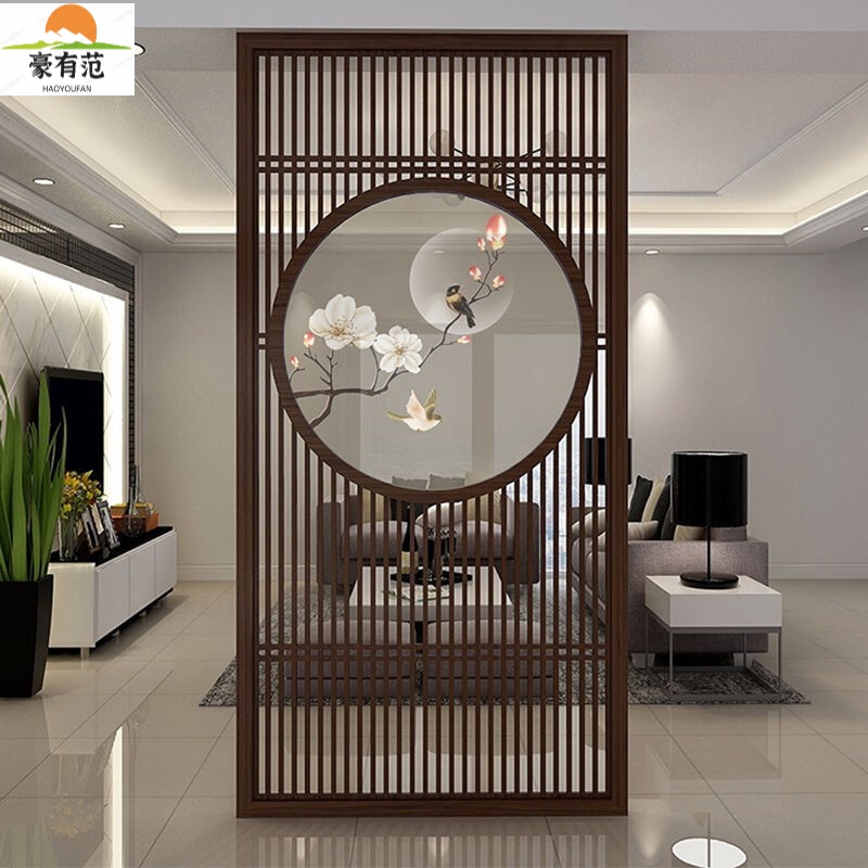 豪有范屏风隔断实木格栅正对入户门遮挡客厅卧室楼梯新中式风水玄关墙