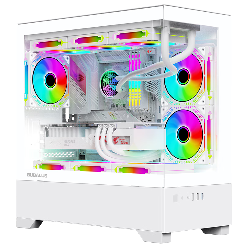 大水牛（BUBALUS）幻之境白色 無立柱海景房電腦主機箱（360水冷位/全景鋼化玻璃/支持5槽M-ATX主板/長顯卡）	