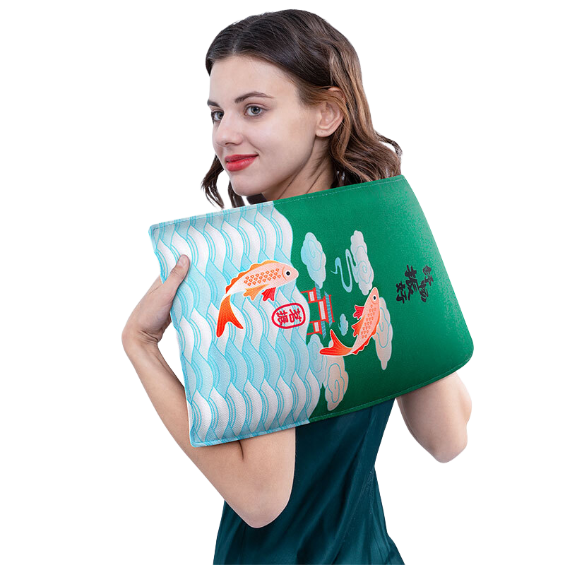 茗振【3C認證】茗振海鹽熱敷包電熱鹽包粗鹽熱敷包電加熱熱敷包 【禮盒款】加長加大【9擋控溫】鯉躍龍門（翡翠綠）