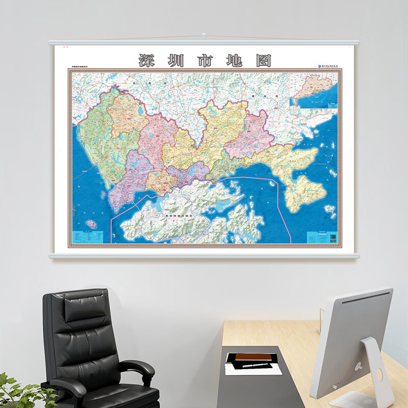 4米 中国城市地图 深圳市政区图 办公商务家居挂图 盐田区 坪山区