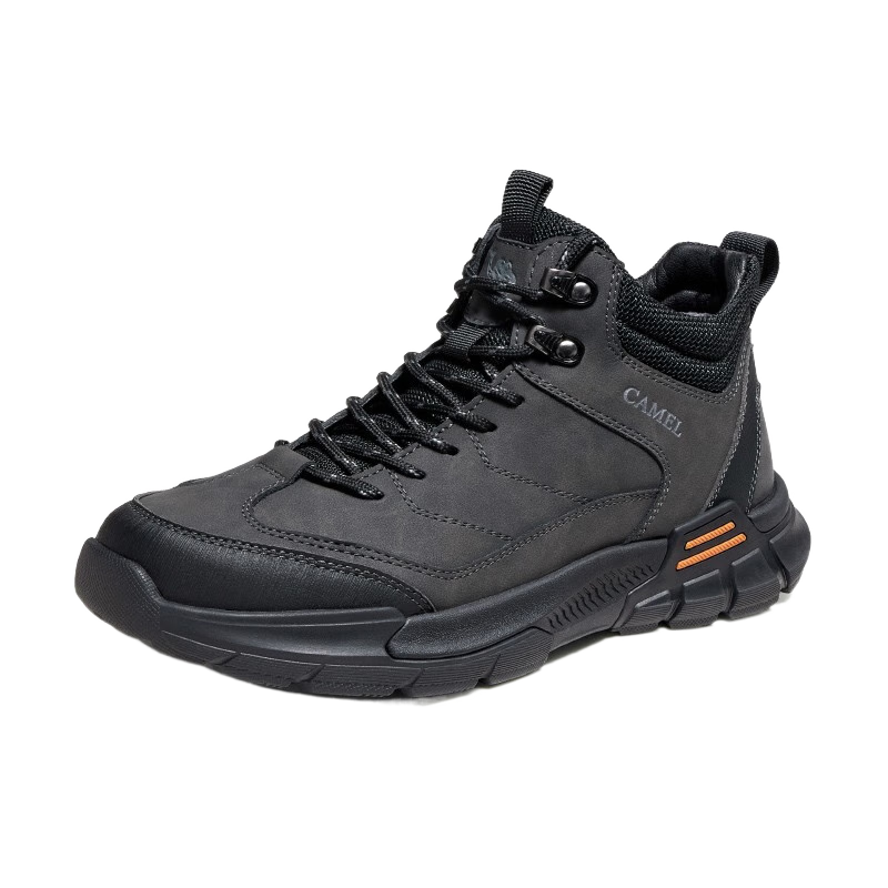 骆驼（CAMEL）男鞋冬季加绒保暖户外登山鞋厚底增高防滑舒适徒步运动鞋子男 G13W379077 黑色 42
