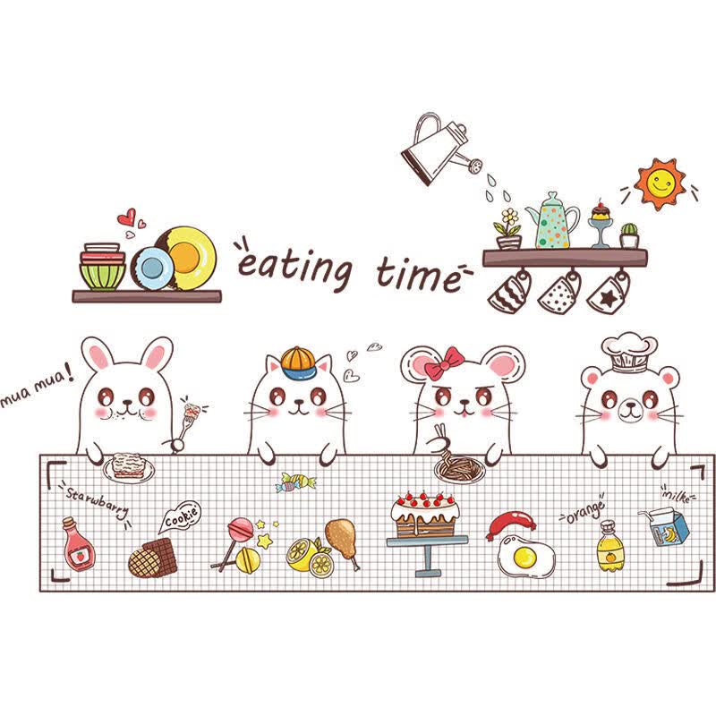 淘样儿厨房防油烟贴纸透明家用橱柜灶台瓷砖贴墙壁纸防水自粘耐高温 三餐四季（阻燃）60x90 特大