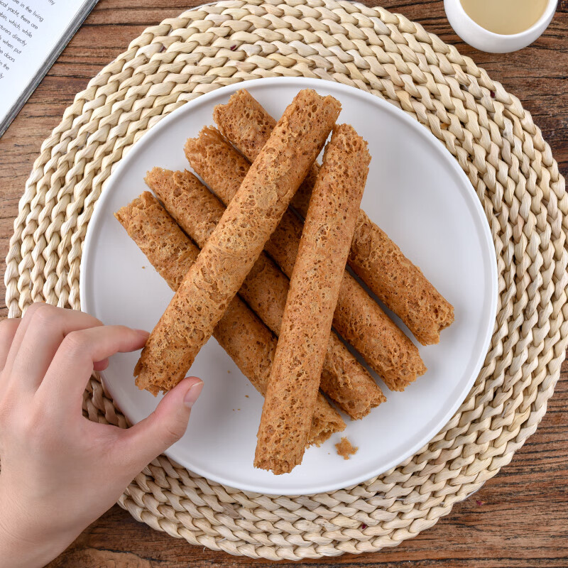 蔡澜花花世界抱抱蛋卷手工零食小吃礼盒送礼鸡蛋卷饼干广东特产 红糖芝麻味330g