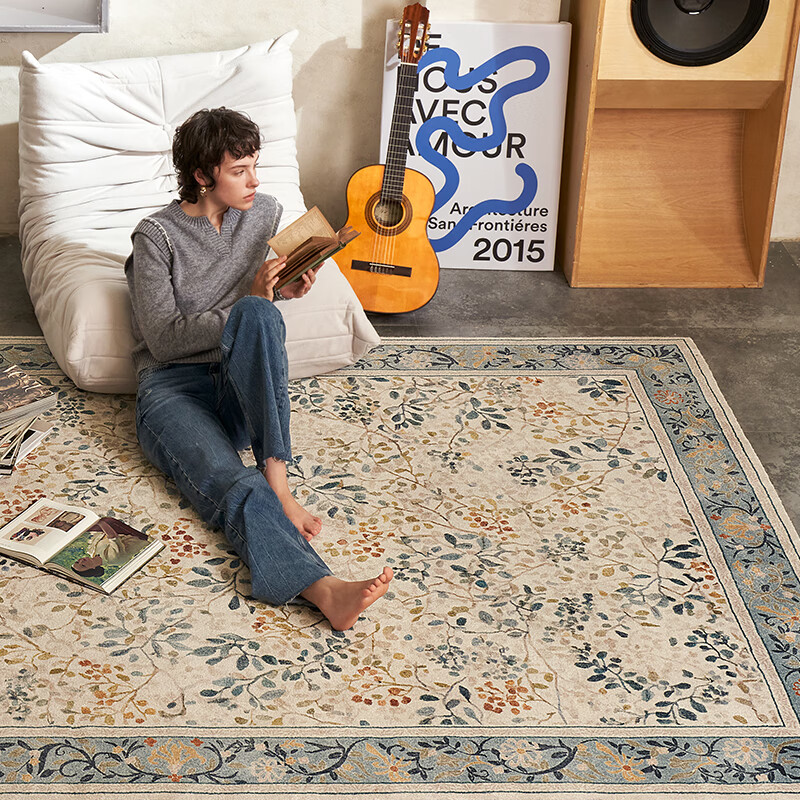 大江大宅标配海藻丝地毯客厅2025新款免洗可擦轻奢高级沙发大地毯卧室 樱桃树下 300cm*400cm