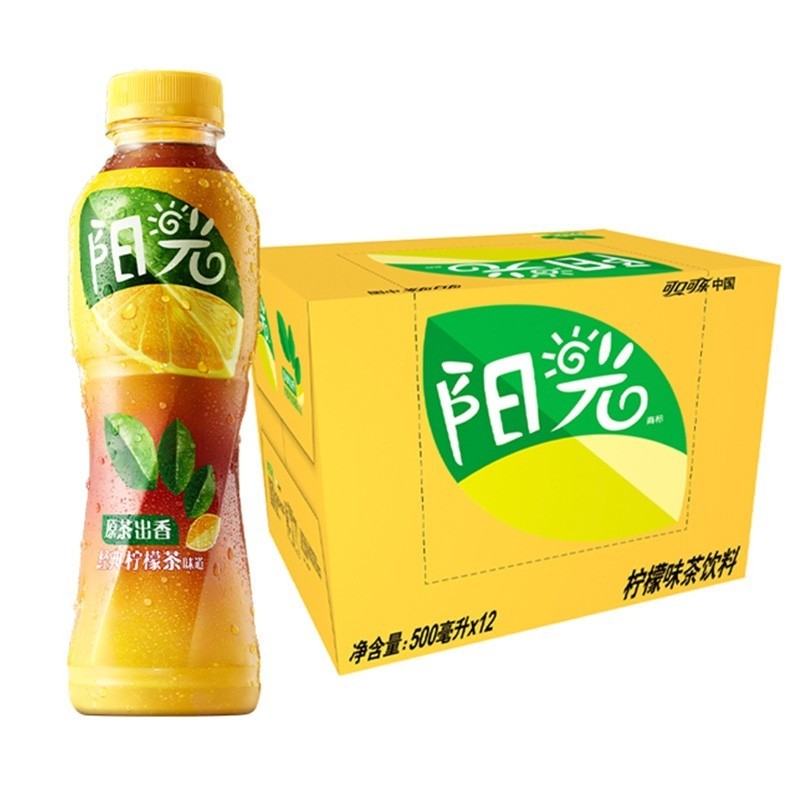 可口可乐(coca-cola)经典阳光柠檬红茶无糖柠檬白桃乌龙茶 柠檬茶500