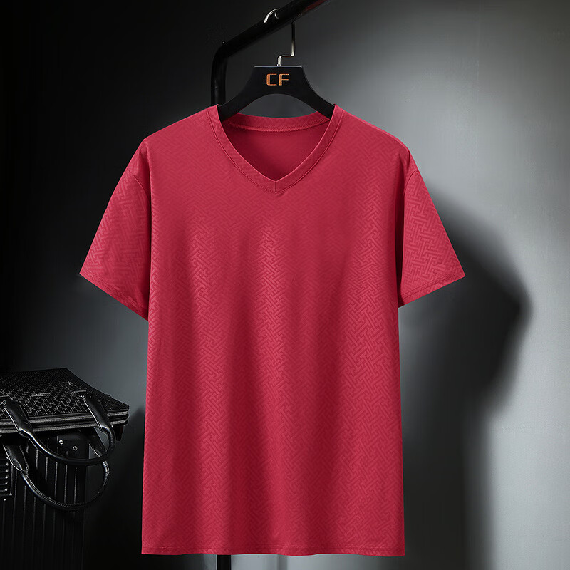 红色十字架v领短袖 4xl(160-180)