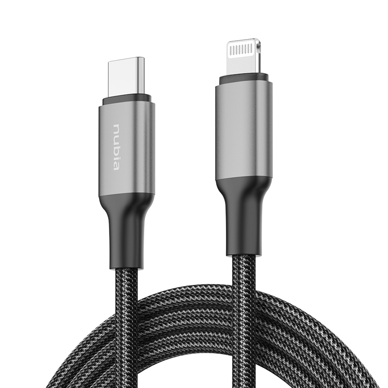 努比亚 MFi认证苹果快充PD20W数据线通用iPhone14/13promax手机Type-C to Lightning线USB-C金属编织线1.5m100014004665