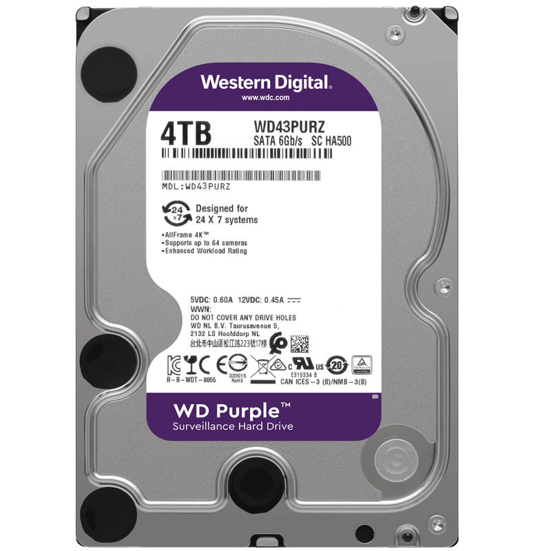 西部数据 监控级硬盘 WD Purple 西数紫盘 4TB