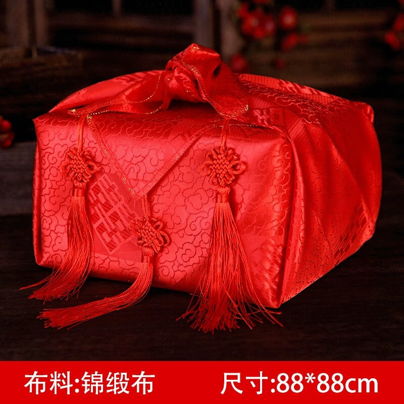 秋鹊新娘陪嫁加厚包袱皮结婚红色包裹布大号女方婚嫁中国风包盆用品