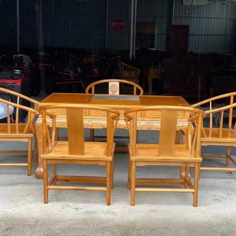 千澈大叶楠茶桌实木榫卯结构休闲椅子