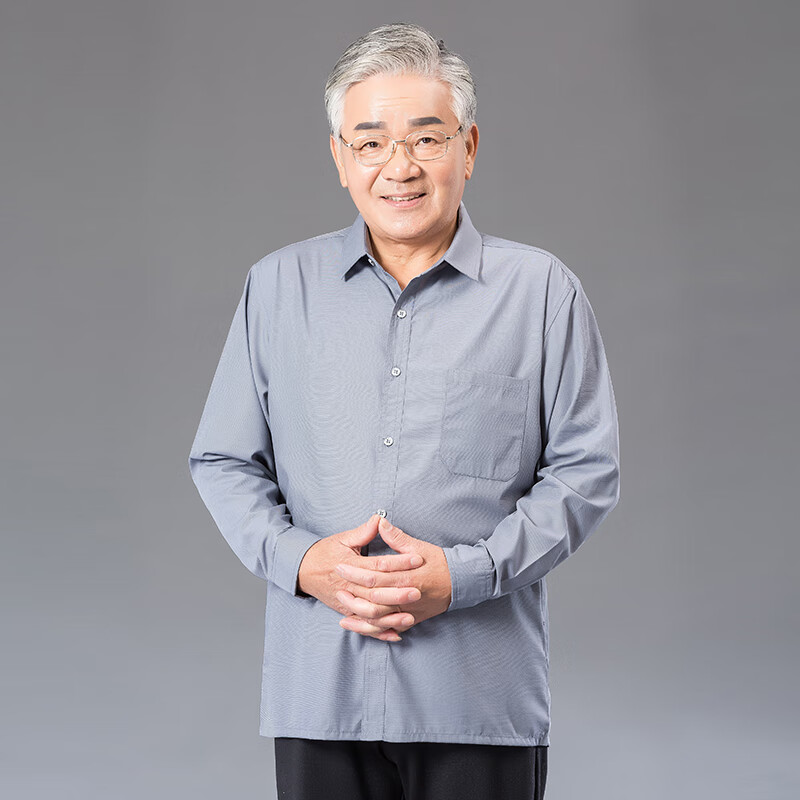 老年人衣服爷爷款80岁爷爷夏季男长袖中老年衬衫老爸爸夏装薄款长