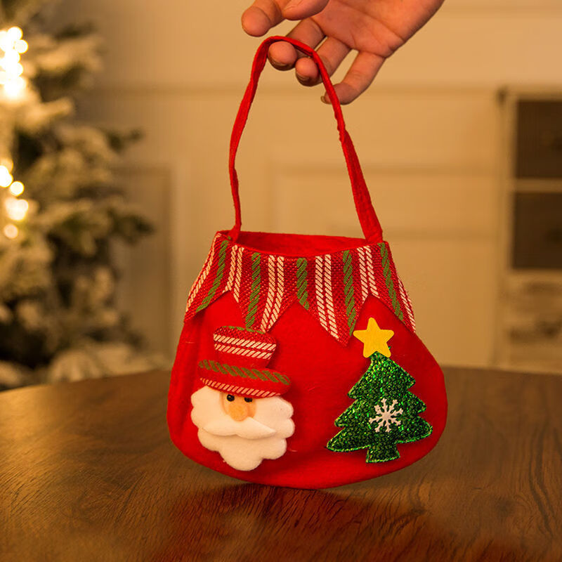 （微风精选）圣诞节礼物袋苹果袋子平安夜糖果袋圣诞节装饰品小礼品手提袋子RRR 无纺布手提袋-老人