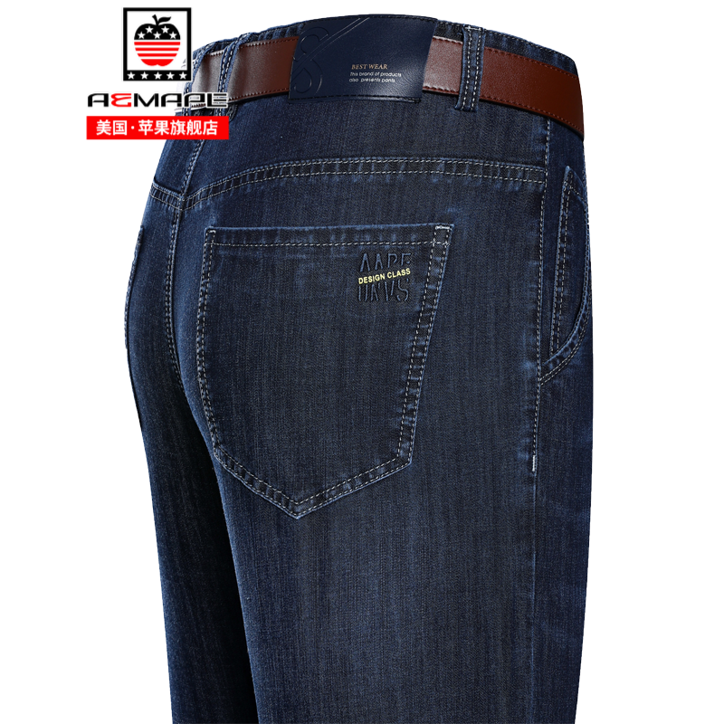 aemape/美国苹果 牛仔裤男中年爸爸裤子男士休闲商务裤高腰宽松直筒长