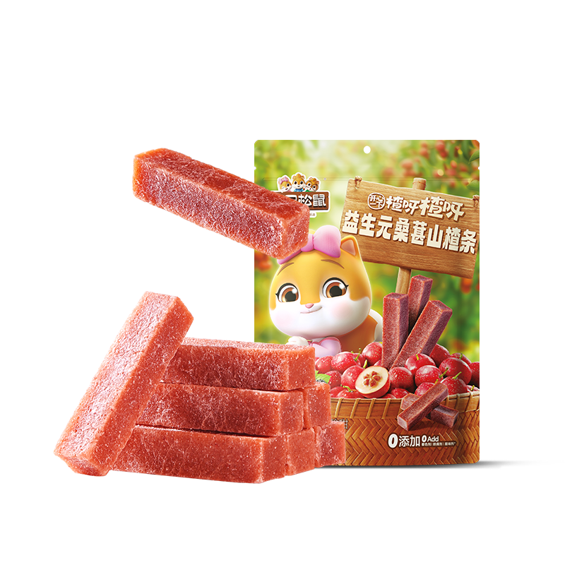 三只松鼠益生元山楂条108g 桑葚味山楂糕无添加儿童蜜饯果干休闲零食