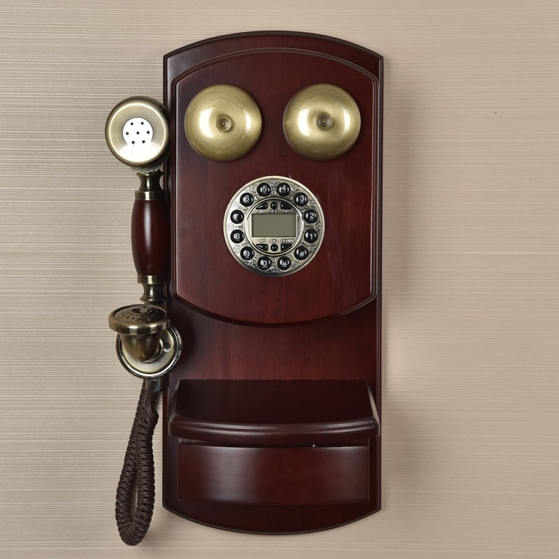 蒂雅菲（DIYAFEI） 壁挂欧式仿古电话机复古电话美式电话机挂式电话机金属转盘拨号DIYAFEI 按键拨号（机械铃声）红木色