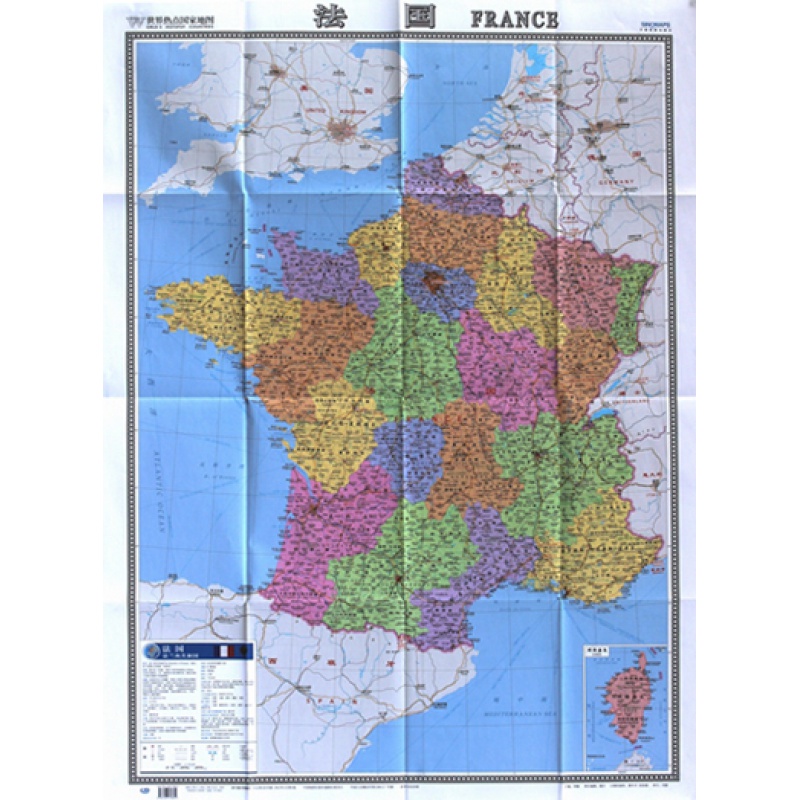 法国地图世界热点国家地图 国内出版 中外文对照 大字
