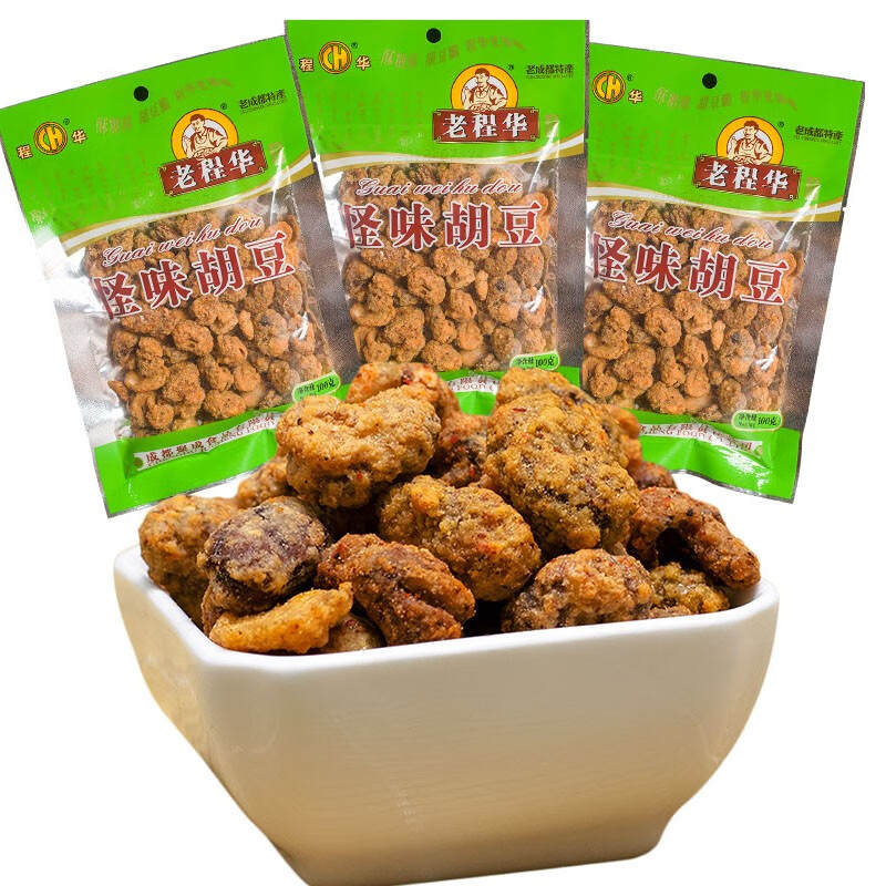 老程华怪味胡豆90g*10袋 四川老成都特产零食麻辣香甜咸酥脆胡豆 90克